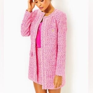 NWT Lilly Pulitzer Dashielle Jacket Pink Palms Fantasy Tweed